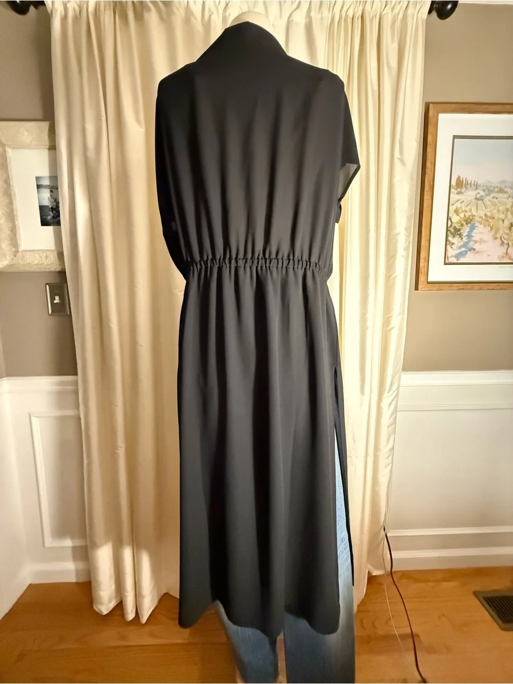 J. Jill Black Sheer Open-Front Duster with Tie